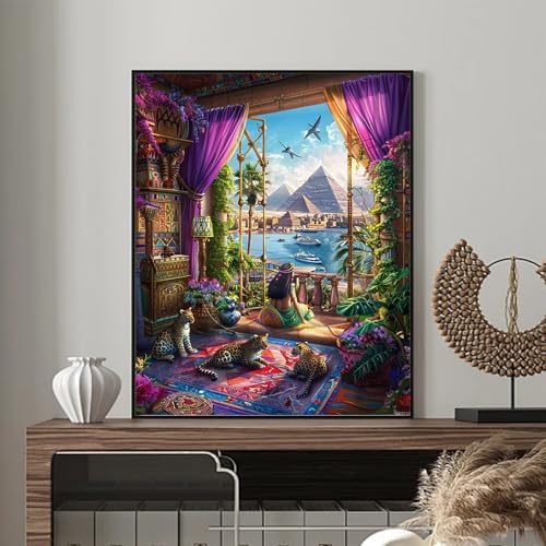 Egypt Paint by Numbers Kit for Adults, Paint by Numbers Pyramid Canvas Painting kits for Adults Beginners, DIY Acrylic Watercolor Oil Painting Set, Arts and Crafts for Home Wall Decor 16x20 in - Image 2