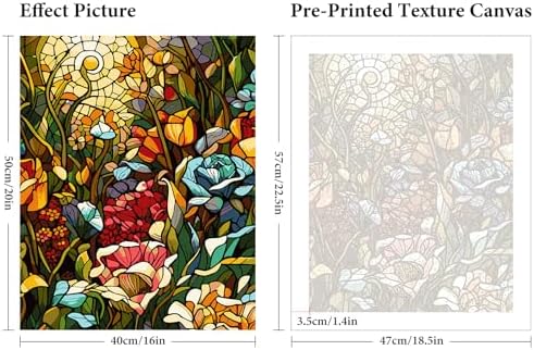 Stained Glass Flowers Paint by Numbers Kit for Adults Beginner 16x20 Inch - Image 3