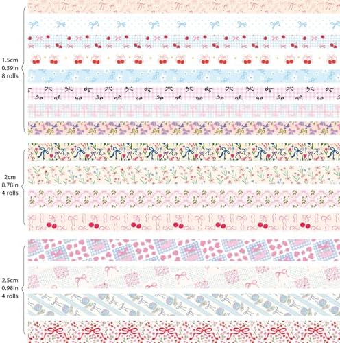 16 Rolls Vintage Washi Tape Set with Bowknot Patterns, Decorative Scrapbook Tape for Journaling Supplies, DIY Crafts and Bullet Journals - Image 2