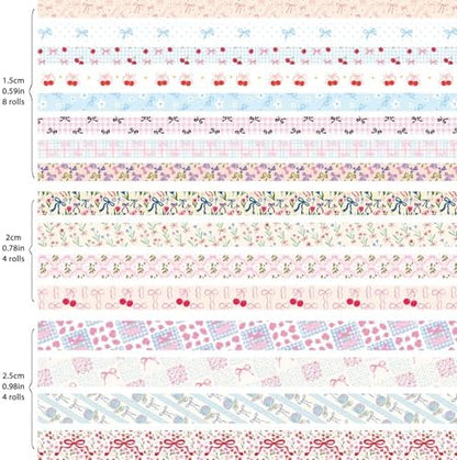 16 Rolls Vintage Washi Tape Set with Bowknot Patterns, Decorative Scrapbook Tape for Journaling Supplies, DIY Crafts and Bullet Journals - Image 2