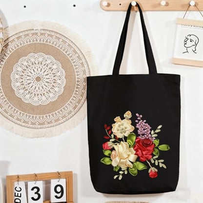 CREAWONDER Canvas Tote Bag Embroidery Kit with Pattern for Beginners, Arts and DIY Embroidery Crafts Kits for Adults, Include Instructions, Embroidery Hoops, Color Threads and Tool - Image 7