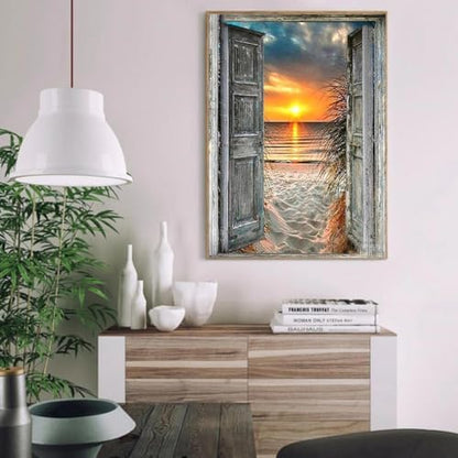 MIRCVSH Sunset Beach Paint by Numbers for Adults-Landscape Paint by Number on Canvas with Wooden Framed,DIY Acrylic Oil Painting by Number Kits for Adults Gift Home Wall Decor(12x16inch) - Image 4