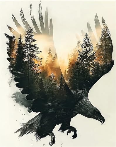 NZNANCHU Paint by Number for Adult,DIY Animal Painting Kits for Adults,Color by Numbers,Eagle Paint by Number Canvas Crafts Watercolor for Beginners Hoom Decor (Eagle) by Unknown