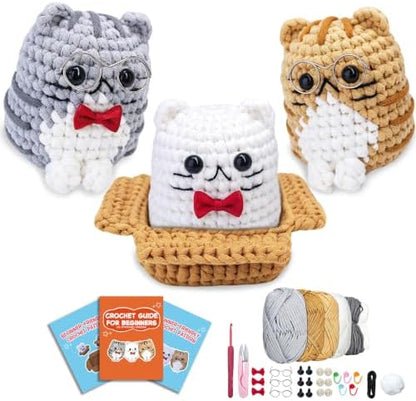 MASPODER Crochet Kit for Beginners Adults Complete Starter Cats Pattern by MASPODER