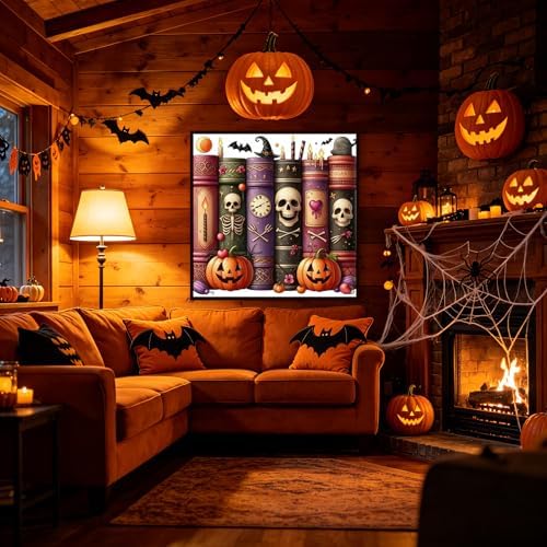 KYOQFVN Cross Stitch Stamped Kit for Beginner - Halloween Cross Stitch - Skull Counted Cross Stitch Kits Embroidery Kit Arts and Crafts for Beginners 13.7x13.7 inch - Image 4