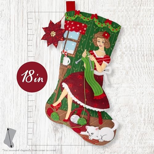 Bucilla, Felt Applique 18" Stocking Making Kit, Holiday Knitting, Perfect for DIY Arts and Crafts - Image 2