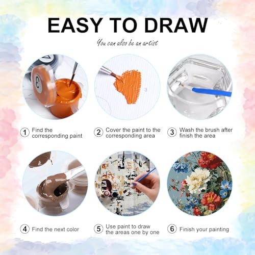 Yezavesu Flowers Paint by Numbers Kit for Adults Without Frame 16x20 in - Image 6