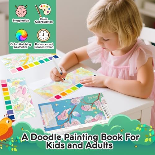 Watercolor Painting Coloring Books Pocket Watercolor Paint Bookmarks, Mess Free Paint with Water Set, Travel Class Activities Art Party Favors Exchange Birthday Gifts for Kids (Enchanting forest) - Image 5