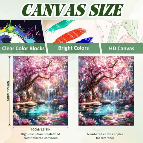 ICYANART Dream Tree Paint by Numbers Kit for Adults, Fantasy Waterfall Pink - Image 5