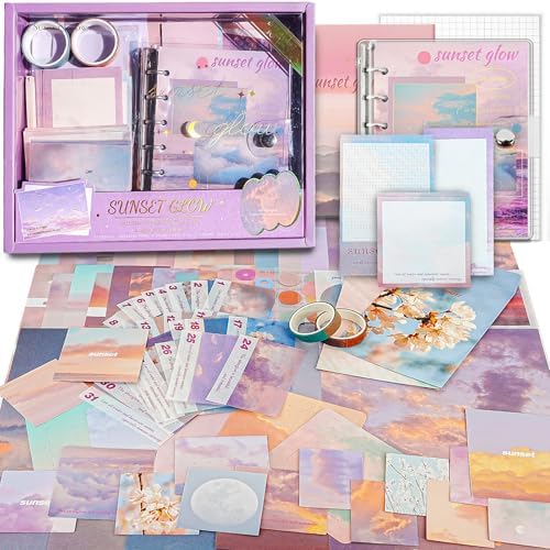 Scrapbooking Supplies Kit, A6 Grid Notebook, Vintage Junk Journaling Kit by Aromoty