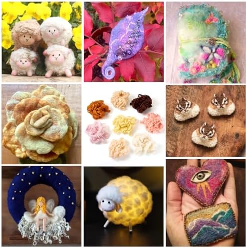 Wool Roving Yarn for Needle Felting Curly Soft Fibre Wool Supplies for DIY Hand Spinning Weaving Beginners Adults Handmade Flowers Felted Animal 40 G - Image 3