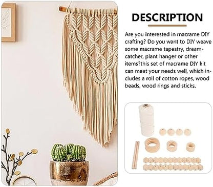 HOMSFOU 1set Macrame Kit Hand Woven Tapestry Decoration for Beginners Complete Crafting Supplies for Wall Hangings Plant Hangers for Creative Projects Relaxation - Image 6
