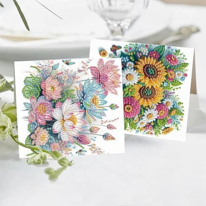 TDFERAN 8 Packs DIY Mosaic Kits for Adults Flowers Diamond Painting Cards Holiday Valentines Day Craft Making Kit Diamond Art with Envelopes Diamonds for Birthday Thanksgiving Day All Occasion Card - Image 7