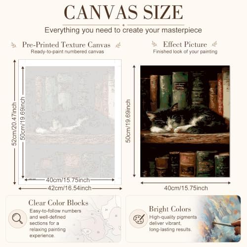 TELMOXA Cat Paint by Numbers Kit for Adults, 16x16 in - Image 3