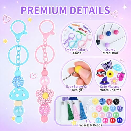 Beadable Keychain Kit with Silicone Beads, Beadable Keychain Bars - Image 3