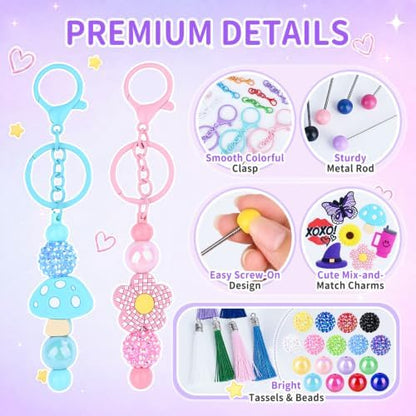 Beadable Keychain Kit with Silicone Beads, Beadable Keychain Bars - Image 3