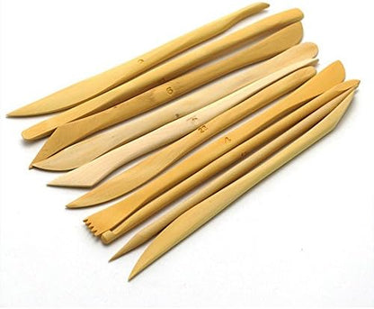 COMIART 10pcs Wooden Polymer Clay Pottery Play Dough Modeling Tools - Image 4