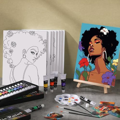 Cholemy 36 Pcs Paint and Sip Kit Gift for Adults 8''x10'',Sunshine Lady - Image 4
