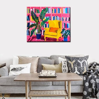 Bookshelf Book Theme Library Paint by Numbers Kits for Adult Paint by Numbers Kits Boho Painting Kits on Canvas with Brushes and Acrylic Pigment for Home Wall Decor Without Framed 16''W x 20''H - Image 2