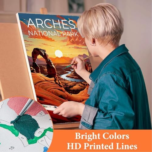 AOSGEDY 6 Pack Paint by Numbers Kit for Adults Beginner, National Park Adult Paint by Number Kits on Canvas Without Frame, DIY Landscape Painting with Numbers Craft for Home Decor 10x14 Inch - Image 7
