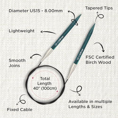 KnitPro Dreamz Fixed Circular Needles 40" (100cm) | US Size 11 (8mm) - Image 3