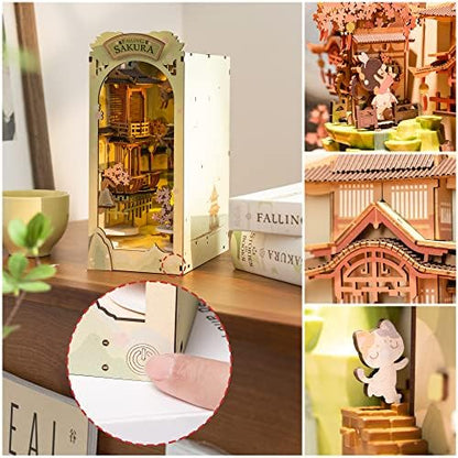 Rolife DIY Book Nook Kit Falling Sakura, DIY Miniature Booknook Kit Creative Decorative Bookend Bookshelf Insert 3D Puzzle for Adults, Halloween/Christmas Decorations/Gifts for Adults (Falling Sakura) - Image 3