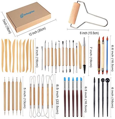 EuTengHao 61Pcs Ceramic Clay Tools Kit Pottery Tools Clay Sculpting Shapers Carving Tool Set Contains Most Essential Wooden Clay Tools for Potters Beginners - Image 4