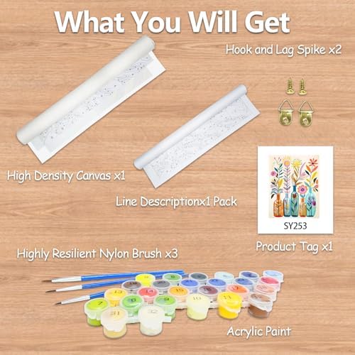 JATOK Paint by Numbers Kit for Adults Beginners, Flowers DIY Easy Acrylic Oil Painting by Numbers on Canvas, Paint-by-Numbers Drawing Kits for Gift Home Wall Decor Without Frame 16x20in - Image 6