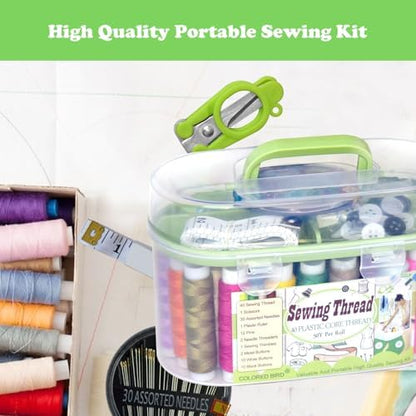 40 Spools of Sewing Thread,Gift Box Portable Basic Sewing Repair Kits (Green) - Image 5