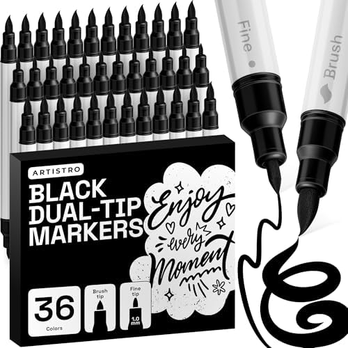 ARTISTRO 36 Black Dual-Tip Acrylic Paint Marker Pens for Drawing by ARTISTRO