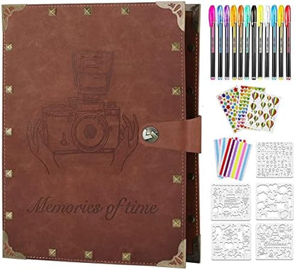 ZEEYUAN DIY Scrapbook Photo Album 60 Pages Leather Memory Photo Book 8.5x11 inch,Vintage Travelling Scrapbook Family Scrap Book Scrapbooking Supplies Kits for Couples by ZEEYUAN