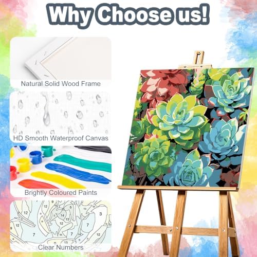 Succulents Framed Paint by Numbers Kit for Adults Beginner 10x10 inch - Image 4