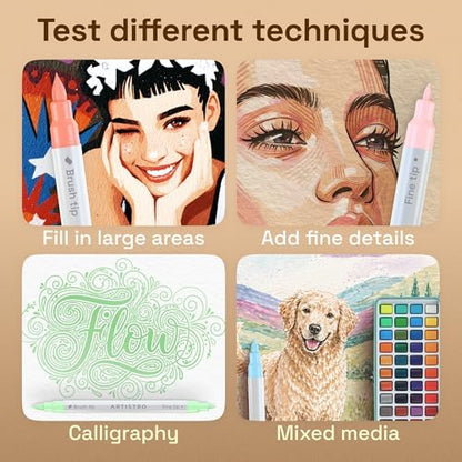 ARTISTRO 12 Pastel Dual-Tip Acrylic Paint Marker Pens for Drawing - Image 5