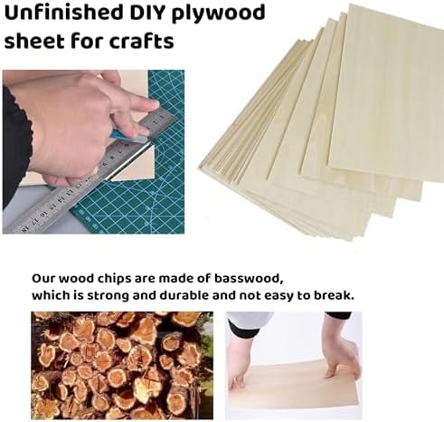 MUXGOA 20 Pcs Poplar Plywood Sheets,Unfinished Thin Wood Sheet for Laser Cutting,Wood Burning,Painting, Model Making(150x100x2mm) - Image 3