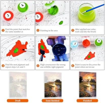 Sunset Paint by Numbers Kit for Adults Beginner 16x20 Inch, Countryside - Image 7