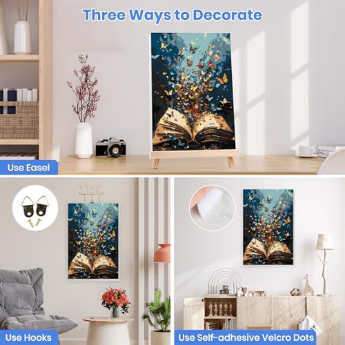 MXJSUA Butterflies Book Paint by Numbers Kit with Frame for Adults, Easy Beginners Paint by Number on Canvas with Easel, Acrylic Number Painting Craft Gifts for Home Decor, 8x12 inch - Image 2