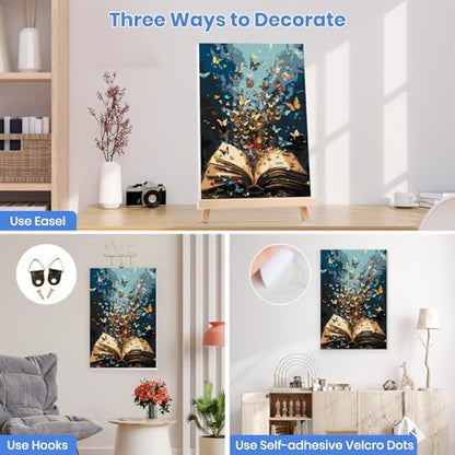 MXJSUA Butterflies Book Paint by Numbers Kit with Frame for Adults, Easy Beginners Paint by Number on Canvas with Easel, Acrylic Number Painting Craft Gifts for Home Decor, 8x12 inch - Image 2