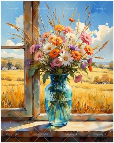 Country Wildflowers Paint by Numbers Kit for Adults - DIY Colorful Flower Bouquet Painting on Canvas 16x20 Inches, Acrylic Paint Set, Suitable for Beginners, Art for Home or Farmhouse Décor Gifts by Unknown
