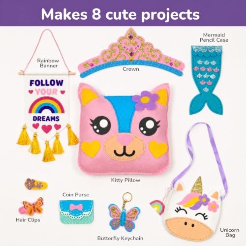 Craftorama Sewing Kit for Kids, Fun and Educational Accessories Craft Set for Girls Age 7-12, Sew Your Own Felt Accessories Craft Kit for Beginners - Image 2