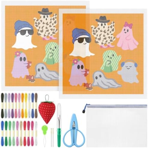 XunYee Needlepoint Canvas Kit, Halloween Ghost Party by XunYee