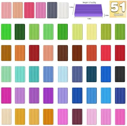 Ixiaoyoo 51 Colors Polymer Clay, Oven Bake DIY Modeling Clay for Kids - Image 2
