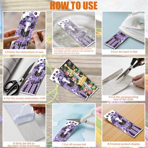 FREEBLOSS 6 Set Cross Stitch Bookmark Kits Sword & Rose Pattern Stamped Cross Stitch Kit 11CT Embroidery Kit with Instructions for Adults Beginners 20x6cm/8x2.4inch - Image 5