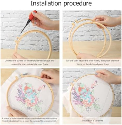 Flower Animal Handmade Sewing Art Craft Kit with Pattern Cotton Threads - Image 7