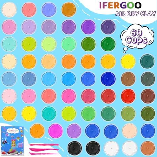 ifergoo Air Dry Clay Kit - 60 Colors Magic Foam Modeling Clay for Kids - Image 3