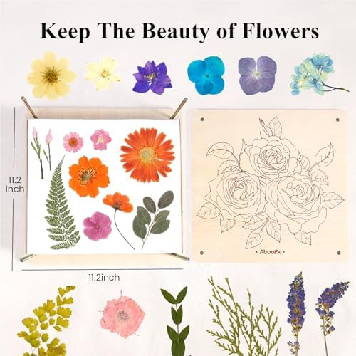 Aboofx Flower Press Kit, 11.2" x 11.2" Wooden Flower Pressing Kit - Image 5