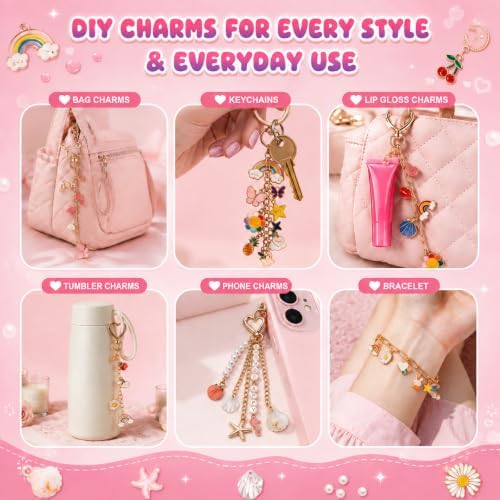 Fcoget 679 Pcs Keychain Making Kit, DIY Craft Bag Charms Supplie kit - Image 6