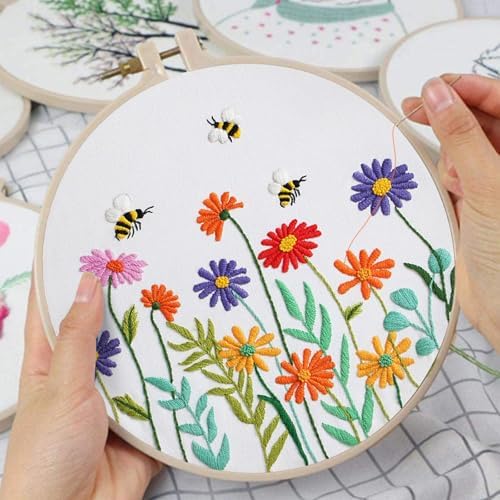 Louise Maelys Embroidery Kit for Beginners Daisy Flower Bee Stitch Set - Image 5