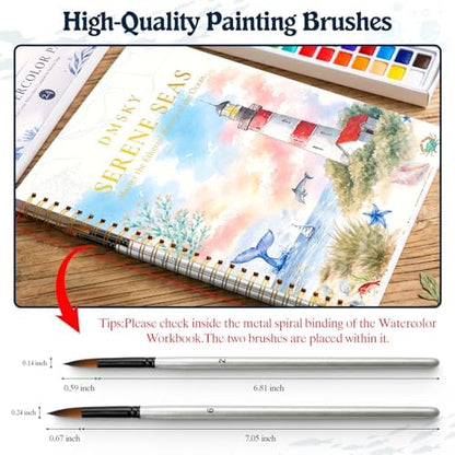 Watercolor Workbook for Beginners,18 Serene Seas Sceneries Water Coloring Book,Relaxing & Easy to Paint Water Coloring Book with 24 Colors-Perfect for Gifting to Creativity & Joy for Adults - Image 2