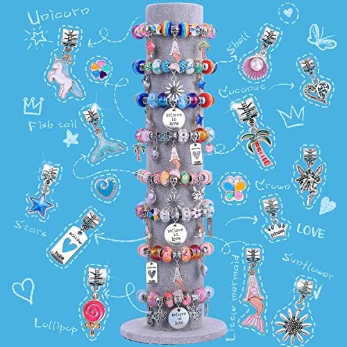 AIPRIDY Charm Bracelet Making Kit,Unicorn Mermaid Crafts Gifts Set Can Inspires Imagination and Creativity,Jewelry Making Kit Perfect Gifts for Girls 5-12 Years Old(72 Pieces Mermaid Aqua) - Image 2
