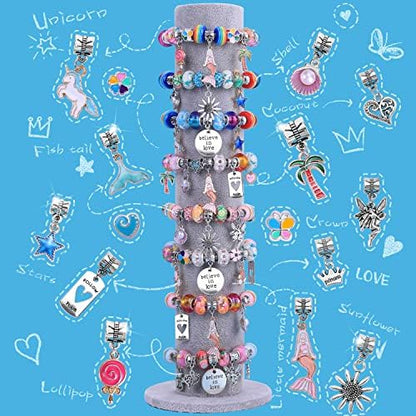 AIPRIDY Charm Bracelet Making Kit,Unicorn Mermaid Crafts Gifts Set Can Inspires Imagination and Creativity,Jewelry Making Kit Perfect Gifts for Girls 5-12 Years Old(72 Pieces Mermaid Aqua) - Image 2